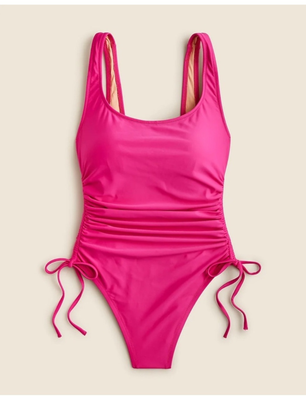 J. Crew Women's Ruched Side-Tie One-Piece Swimsuit PINK Minimalist Size 14